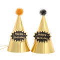 Chapeau d&#39;anniversaire de balle à paillettes en or noir de haute qualité pour les enfants du chapeau d&#39;anniversaire de fête des enfants